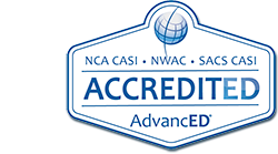 Accredited Logo: NCA CASI, NWAC, SACS CASI ACCREDITED, AdvancedED